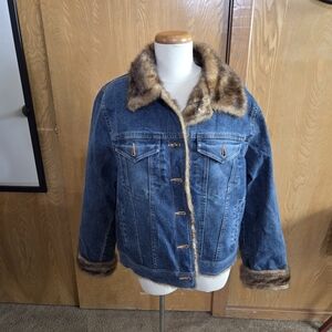 Marvin Richards Blue Jean Jacket with Brown Faux Fur